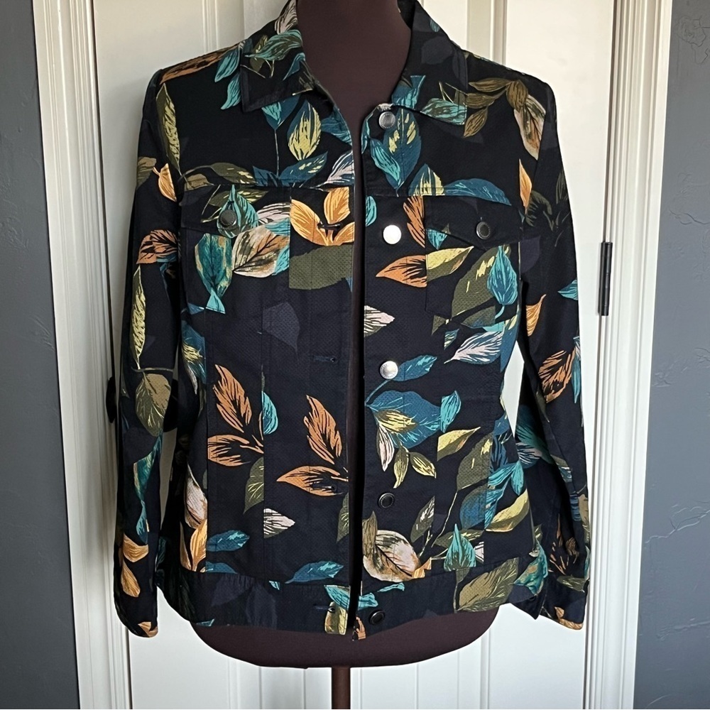 Christopher & Banks Floral Jean Jacket.
